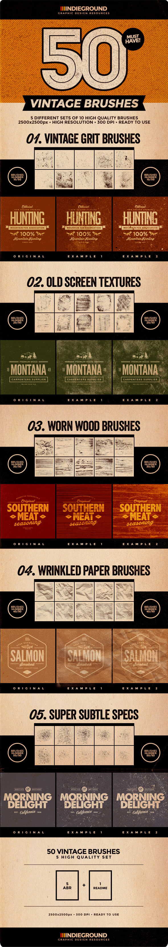 50 Vintage Brushes Set Vol. 3