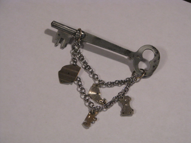 Steampunk Brooch Vintage Skeleton Key with Vintage