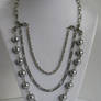 Chandelier Necklace with Light Blue Pearl Beads an