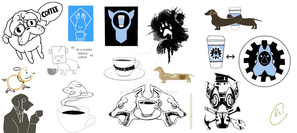 Sketch Dump: Dog and coffee