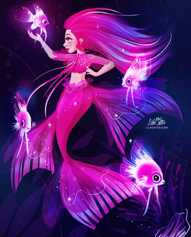 Pink Angelfish Mermaid