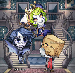Haunted House Chibi Anime OC Group Portrait
