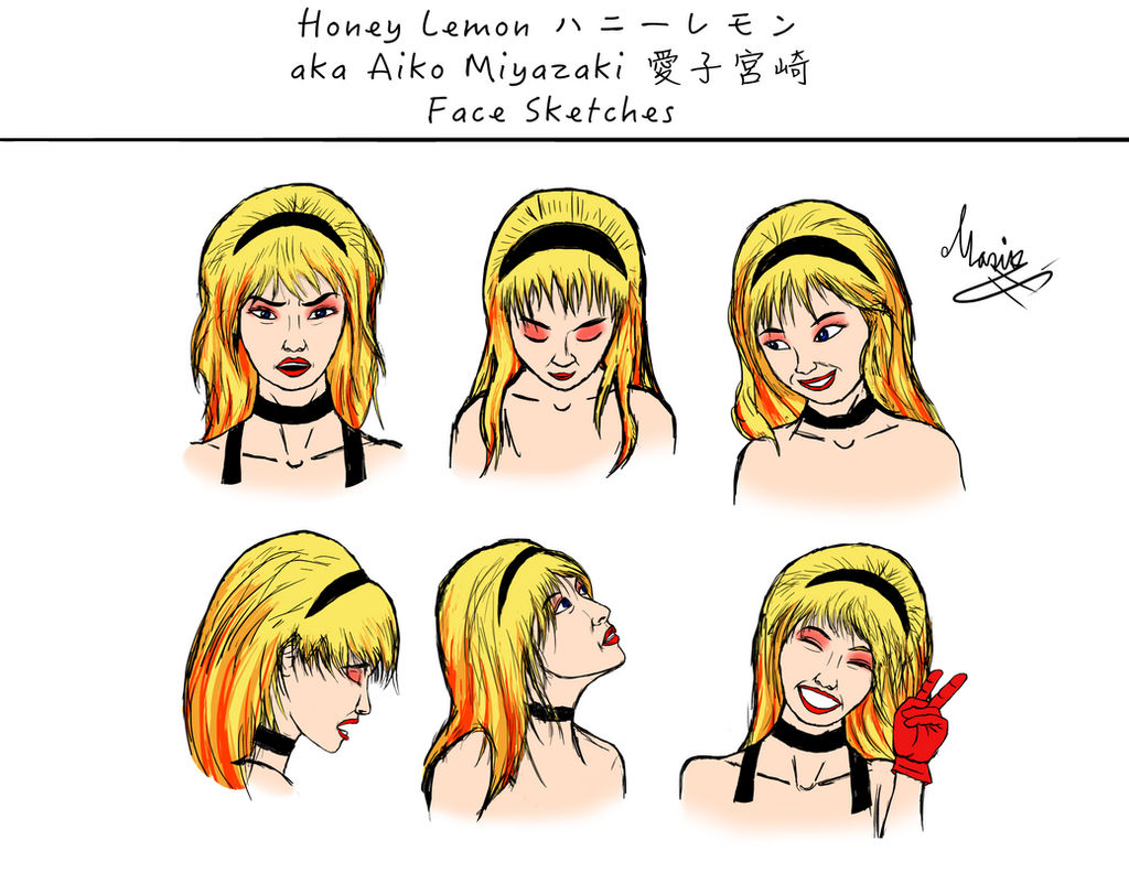 Honey Lemon Face Sketches #1 Colored