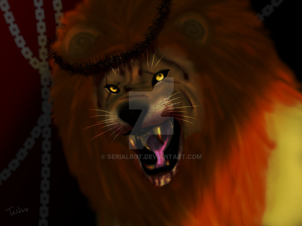 Chained Lion The lion is chained by SerialRot on DeviantArt