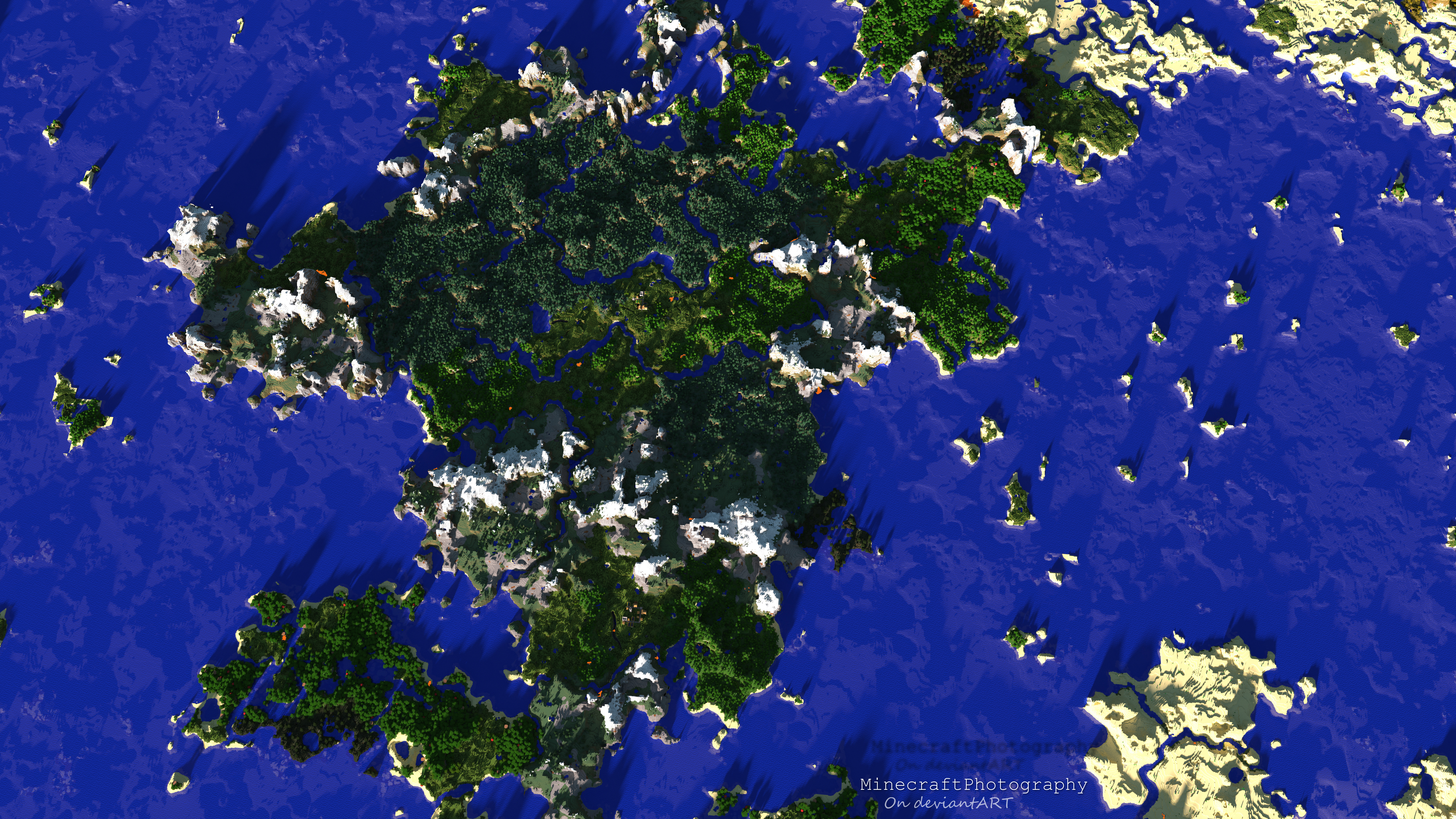 Minecraft | Giant Landmass | Bird's-Eye View