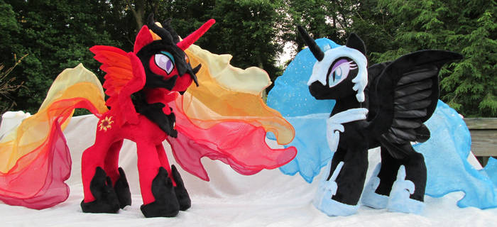 Solar Flare and Nightmare Moon Plushies
