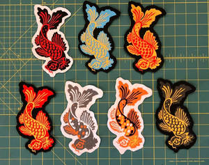 Machine-embroidered Koi Patches