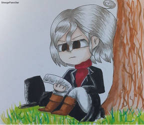 Beethoven sitting under a tree