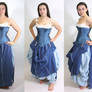 Blue Silk Corset and Skirt