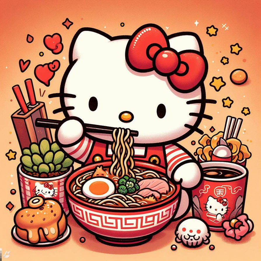 Hello Kitty Eating Ramen #1 (AI Images) by Kittykun123 on DeviantArt