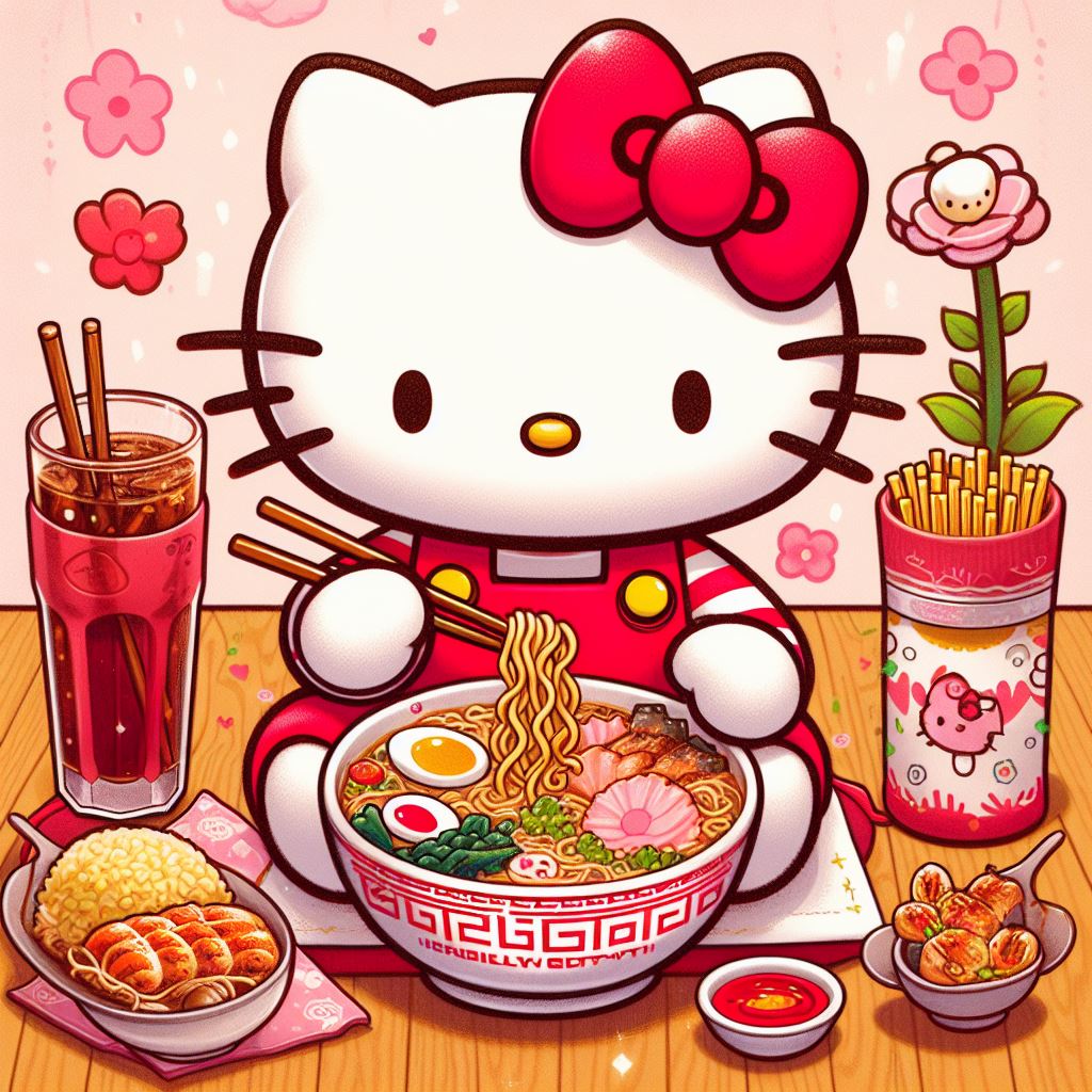 Hello Kitty Eating Ramen #2 (AI Images) by Kittykun123 on DeviantArt