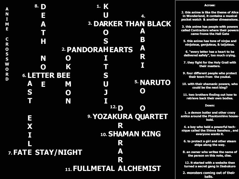 Anime Crossword Puzzle by Freax456 on DeviantArt