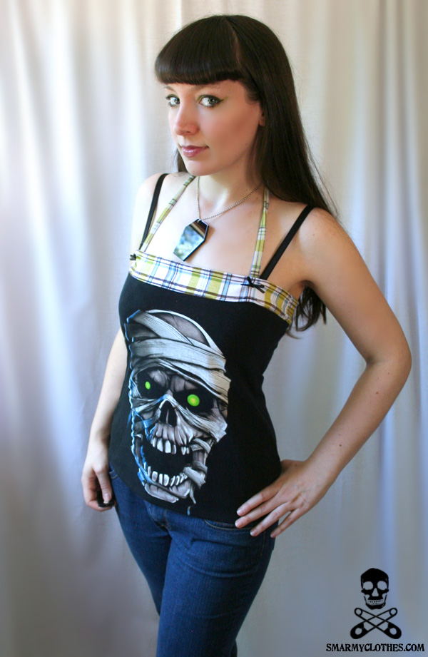 Plaid Mummy Skull Top