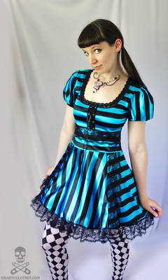 satin stripe Dark Alice in Wonderland gothic lolit