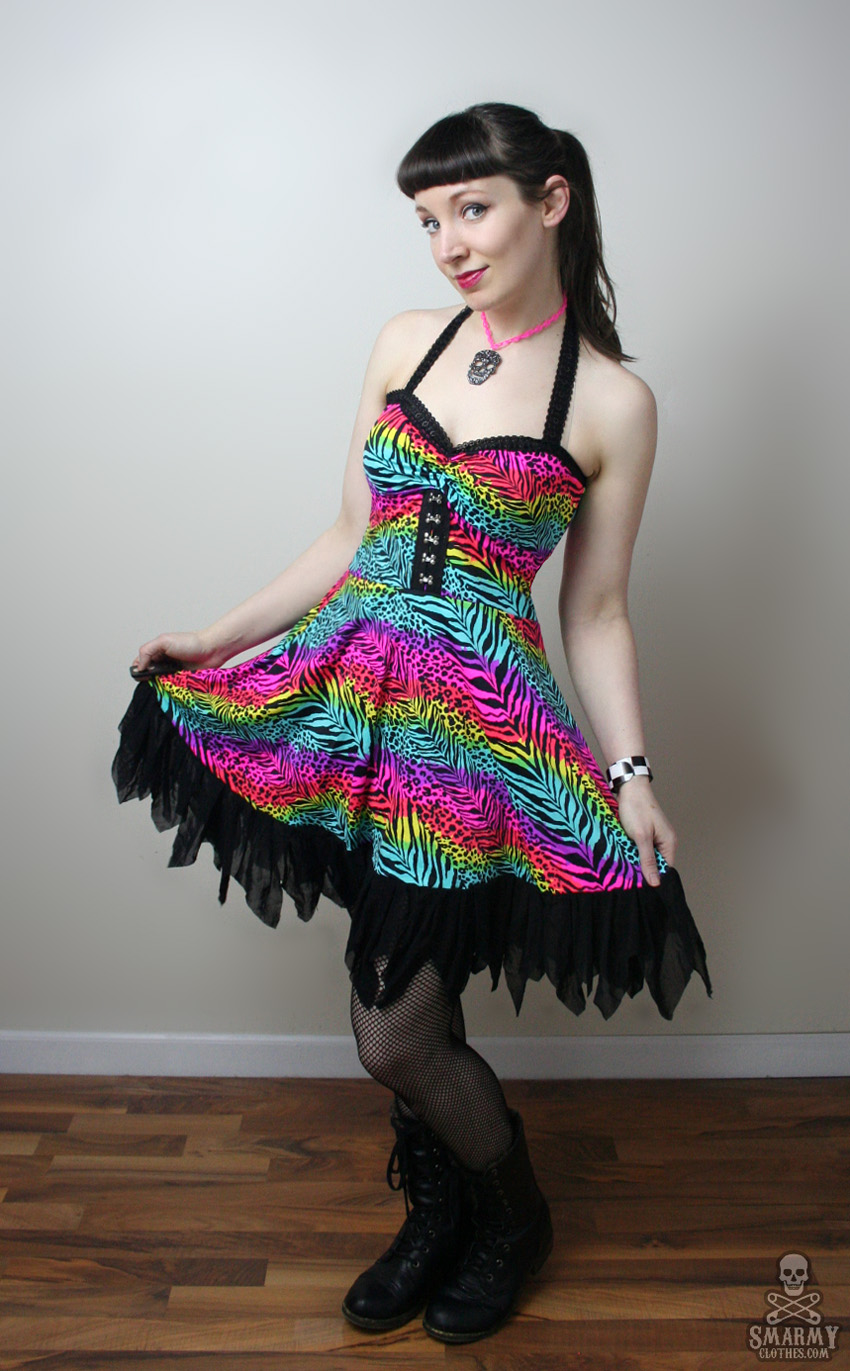 Party Animal neon rainbow leopard zebra print punk