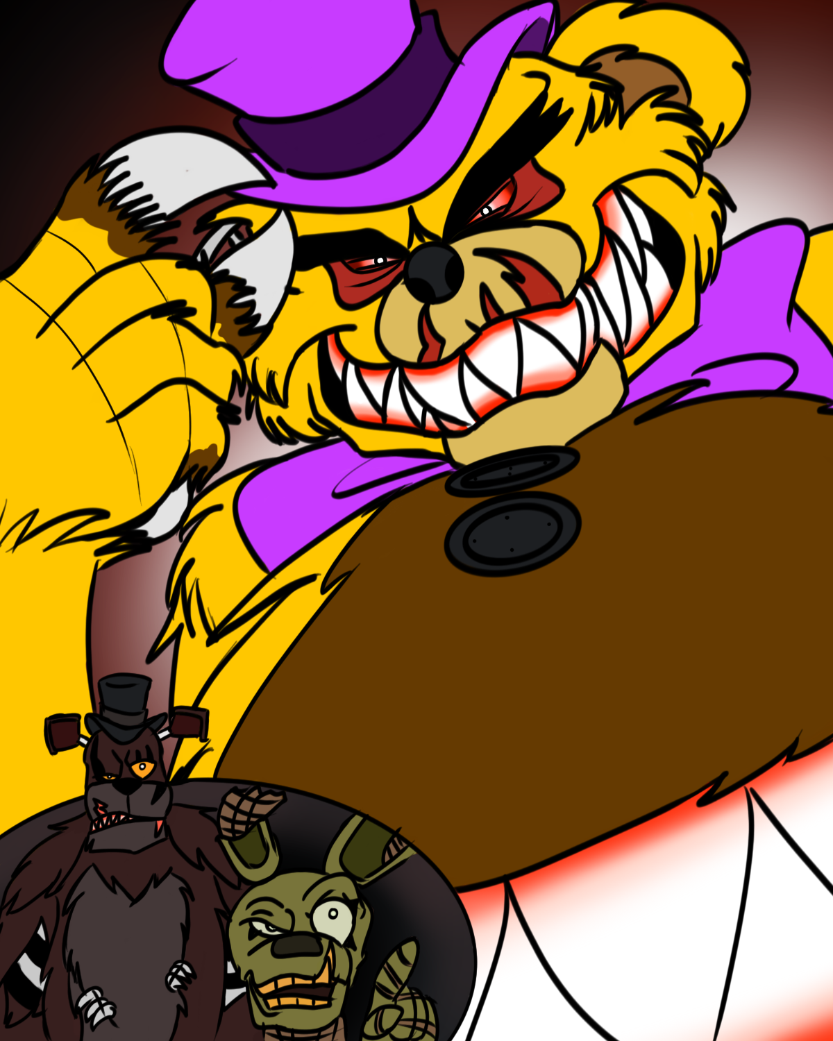 Nightmare FredBear concept art timelapse #fnaf #garvey #springtrap #ho, fredbear vhs