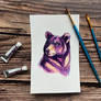 Watercolor Blackbear Portrait in Purple