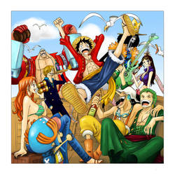 Coloured One piece line-art