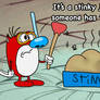 Stimpy Cleans his litter box