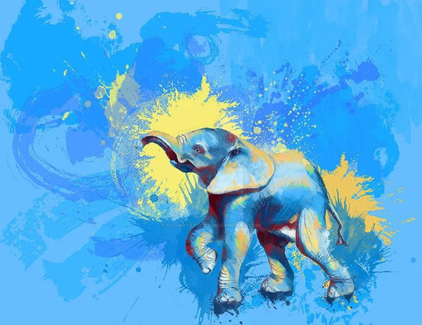 Baby Elephant Digital Painting by FloArtStudio on DeviantArt