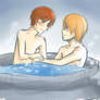 Tezo and Stello in a hot tub