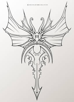 Evil Wing Crescent Tattoo