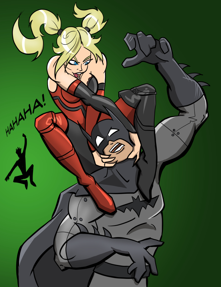 Harley on Batmans back