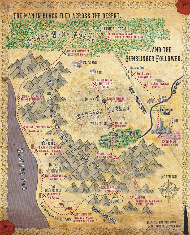 The Dark Tower: Mapping Roland's Journey by aeshnidaemaps on DeviantArt