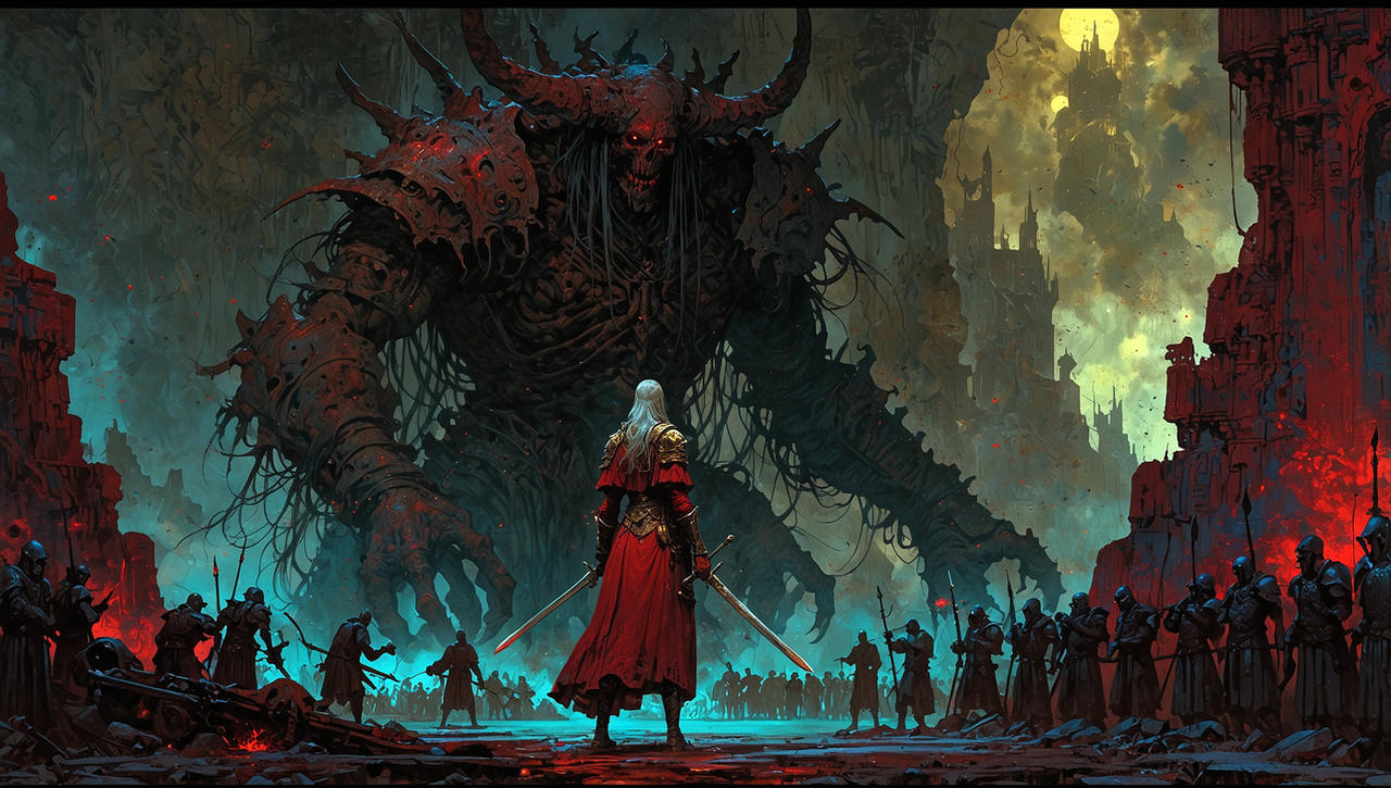 Knight Against Colossus The Duel with the Abyssal Colossus by socialgatheringstar on DeviantArt