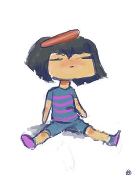 Frisk below a hotdog