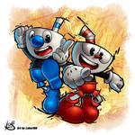 Cuphead and Mugman strikerstyle by Lukart96 by Lukart96