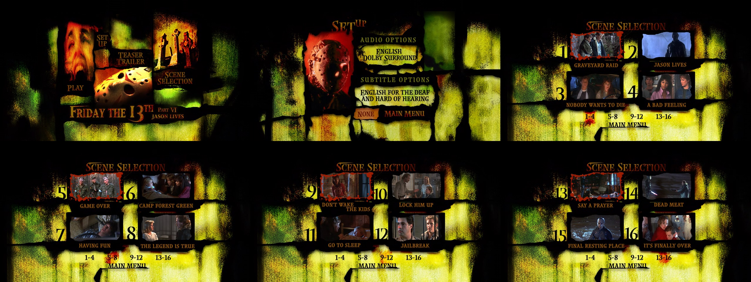 Friday The 13th Part VI: Jason Lives DVD Menus