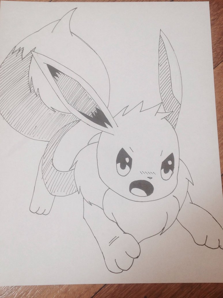Eevee Drawing w/ Line Shading by LaFluffy on DeviantArt