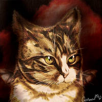 Halloween style Vampire Kitty Watercolor Portrait