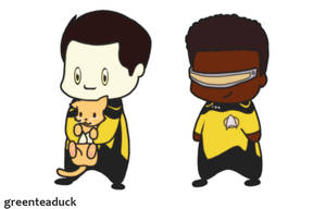 Star Trek: Data, Geordi and Spot