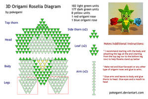 3D Origami Roselia Diagram