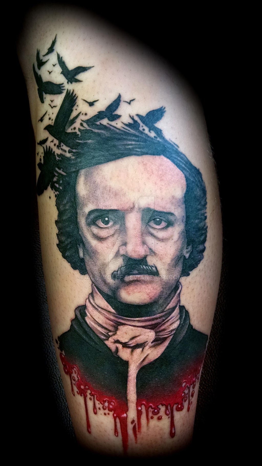 Edgar Allen Poe portrait tattoo