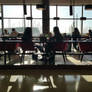 People eating in restaurant background