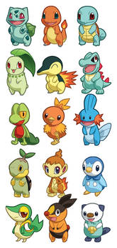 Pokemon Starter Sets 1-5 by cosplayscramble