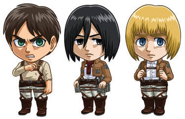 Attack on Titan Set: Eren, Mikasa, Armin