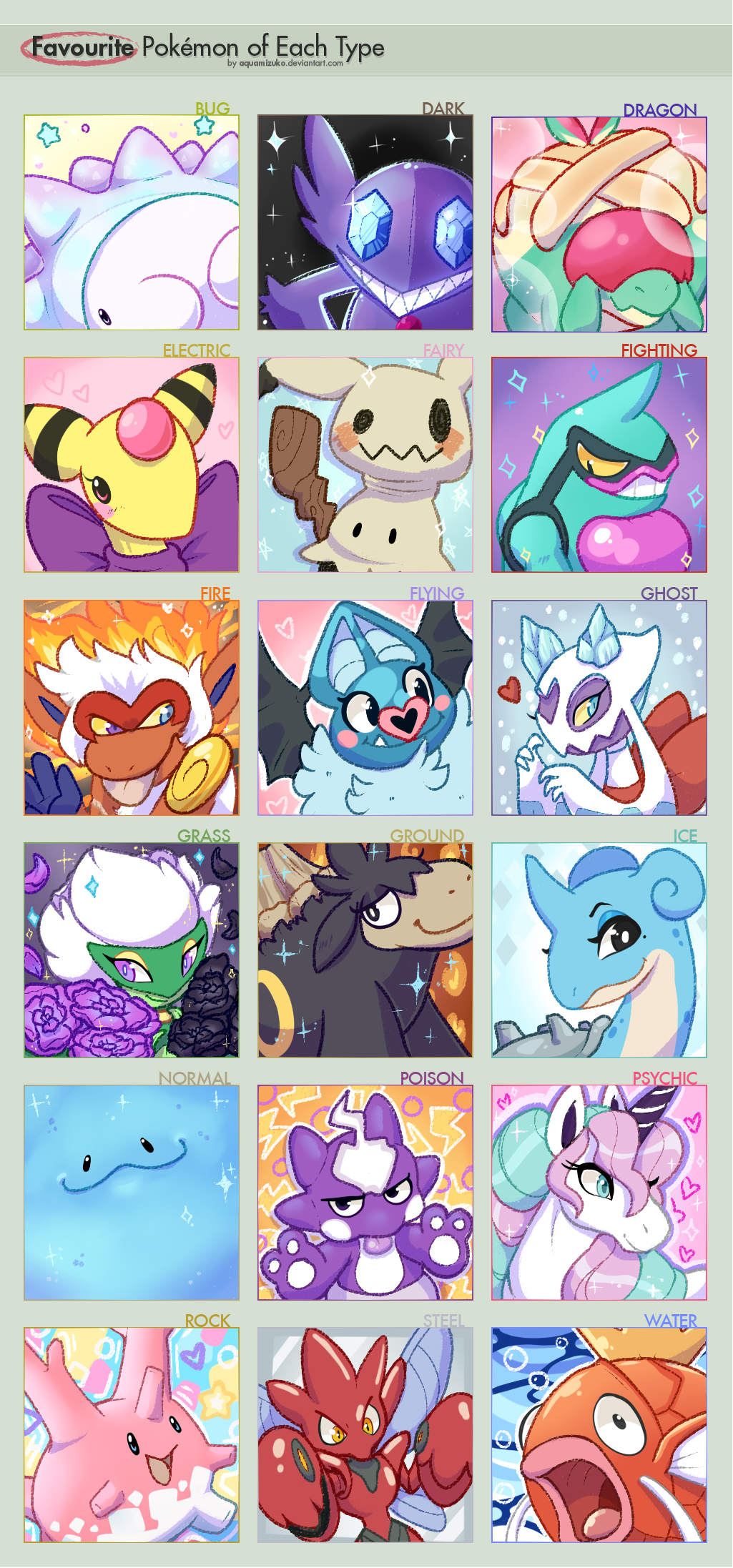 My favourite pokemon types! by DreamyNormy on DeviantArt