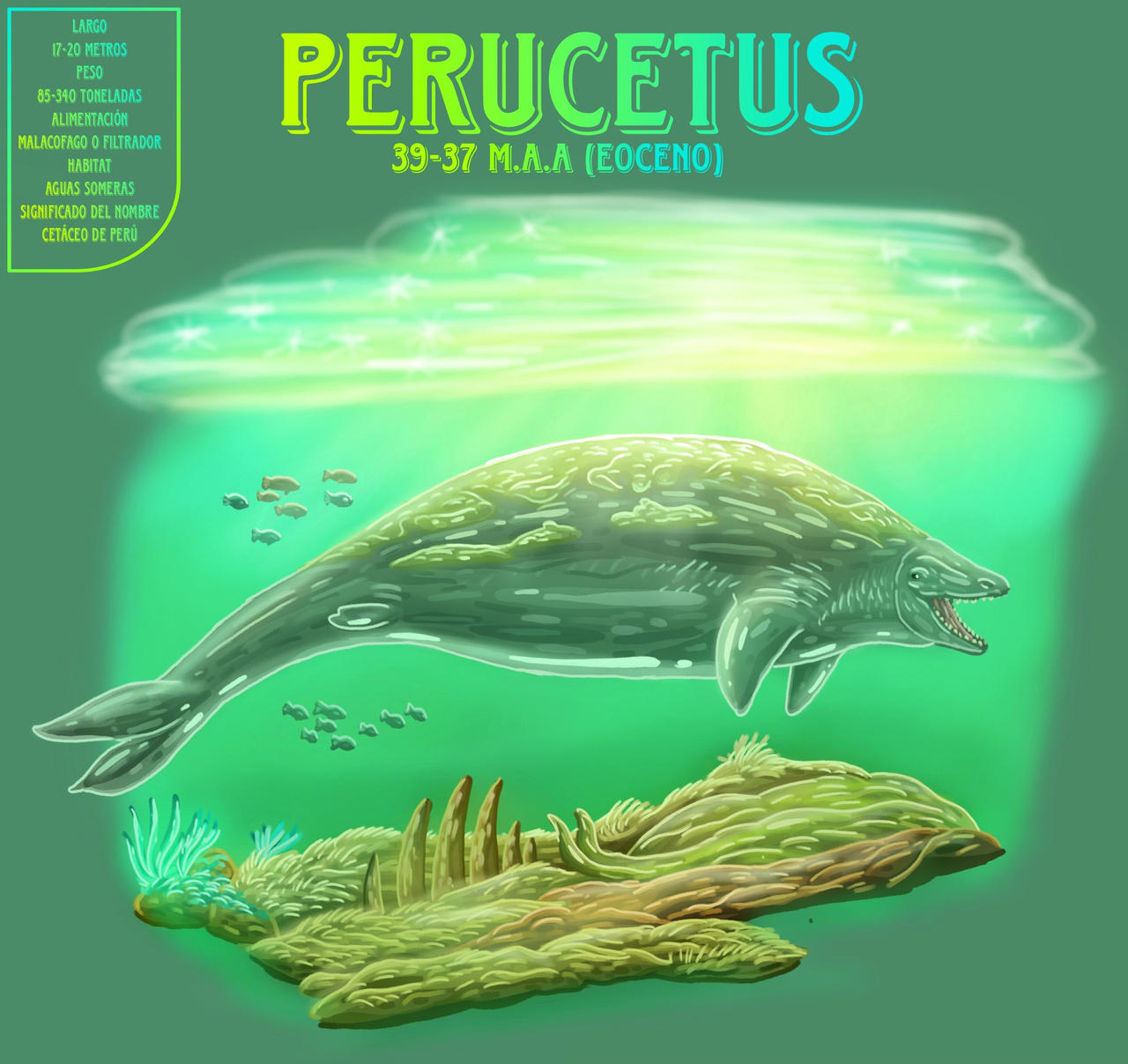 Perucetus Perucetus, 39-37 m.a.a (eoceno) by GandhiDrawing on DeviantArt