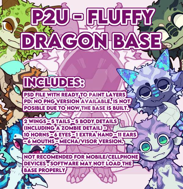 Fluffly Raptor Base P2U - Fluffy dragon base by rattletea on DeviantArt