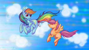 Scootaloo And Rainbow Dash - Flying High