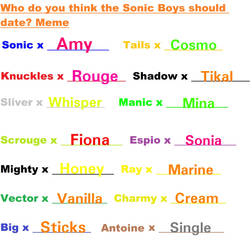 Who do you think the sonic boys should date