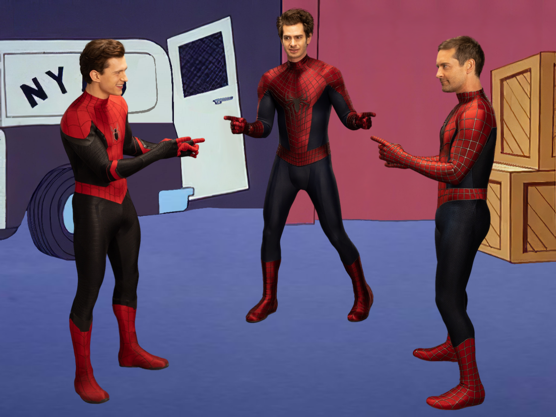 3 Spider-Man Pointing at Each Other Meme by eddiestrickland18 on DeviantArt