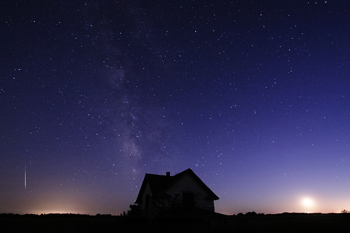 Meteor - Milky Way - Moon by FramedByNature
