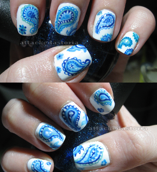 blue paisley nails