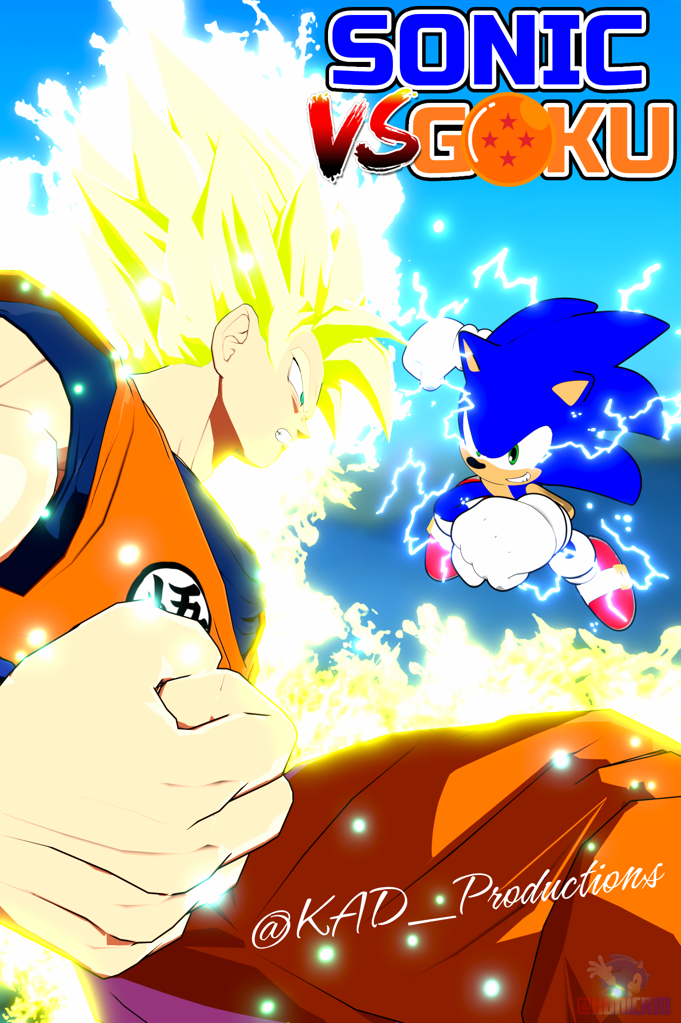 son goku, sonic the hedgehog, and hyper sonic (dragon ball and 3 more)  drawn by kad_productions