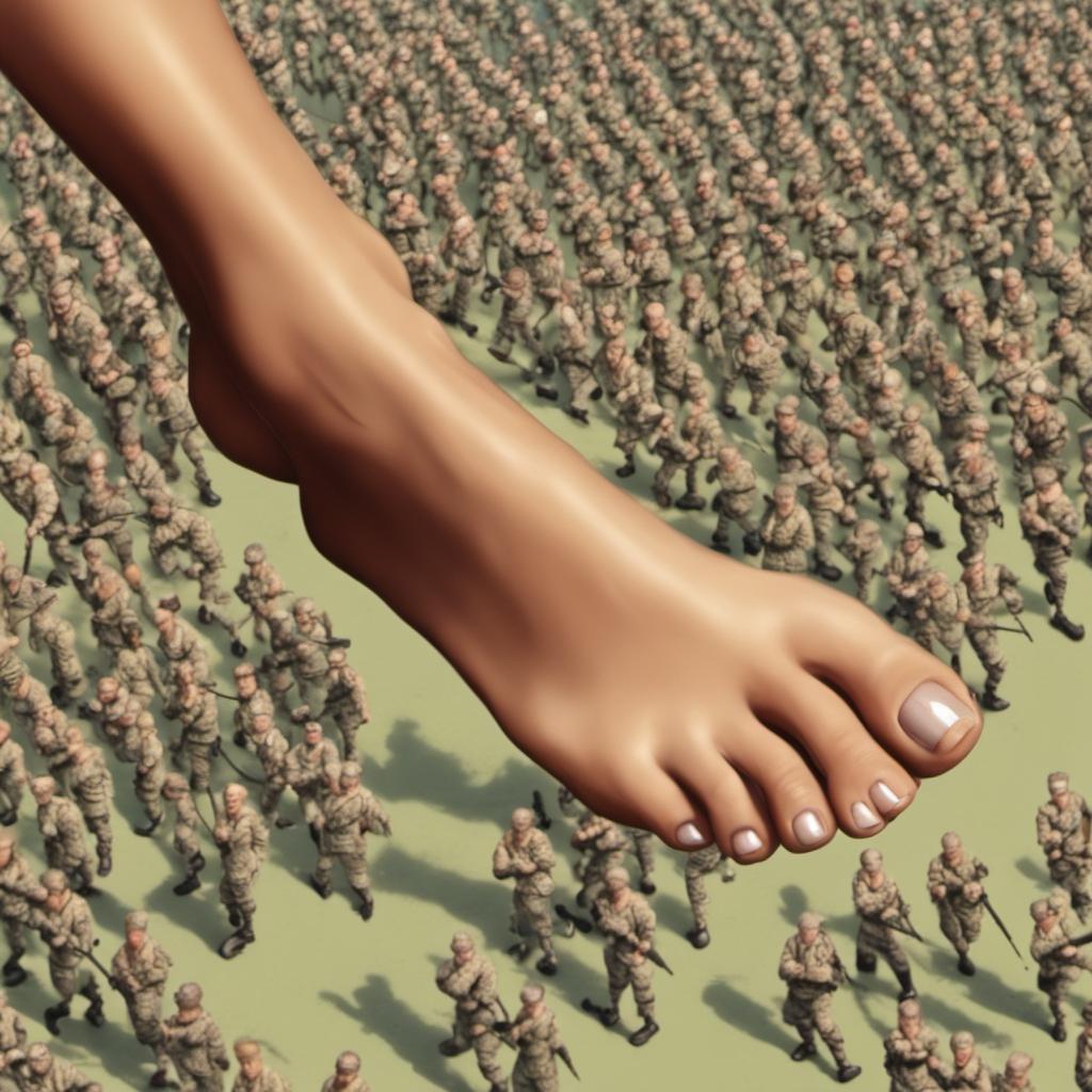 Giantess toes tiny army by Greyhorse1964 on DeviantArt